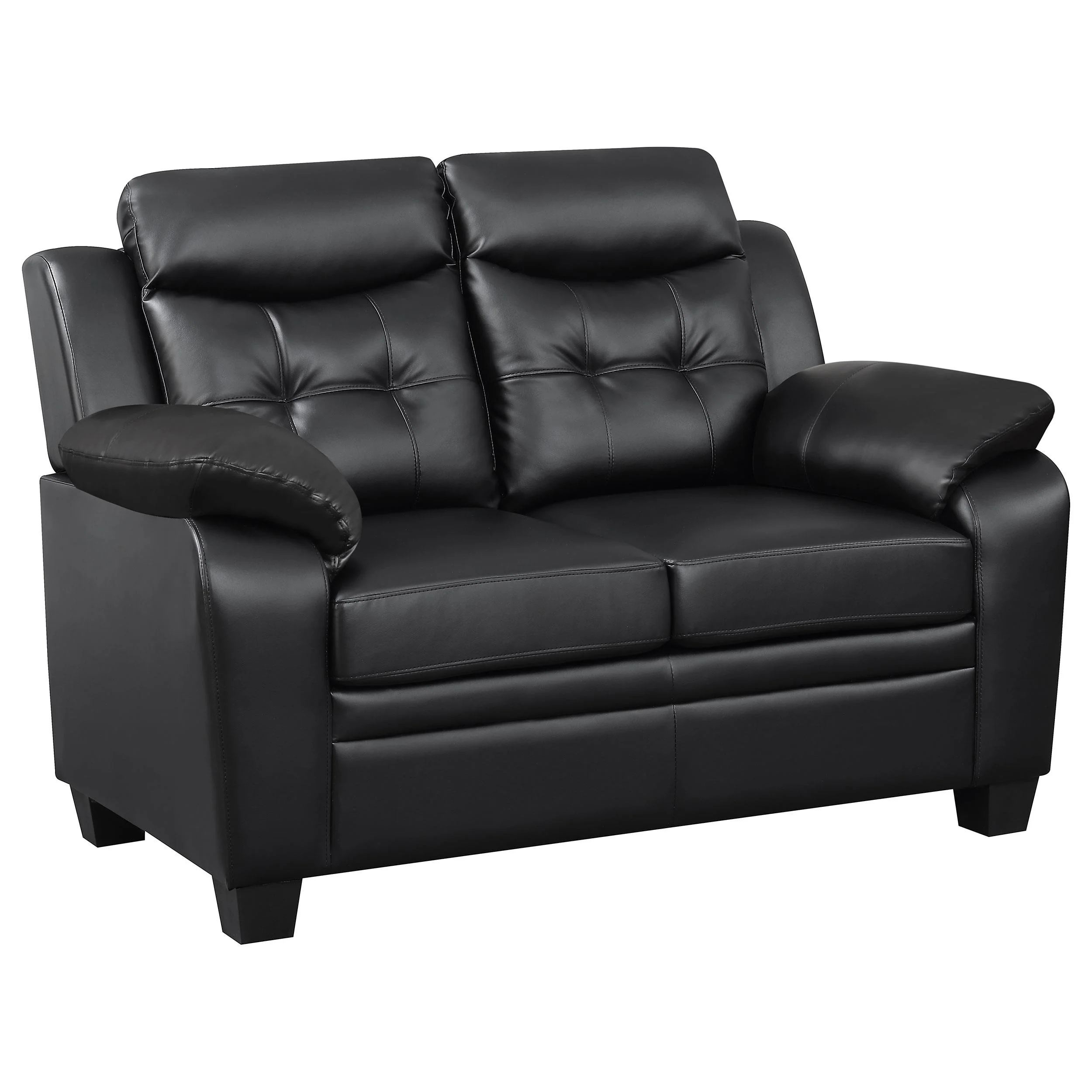 Coaster Furniture Finley 506552 Upholstered Padded Arm Tufted Loveseat – Black