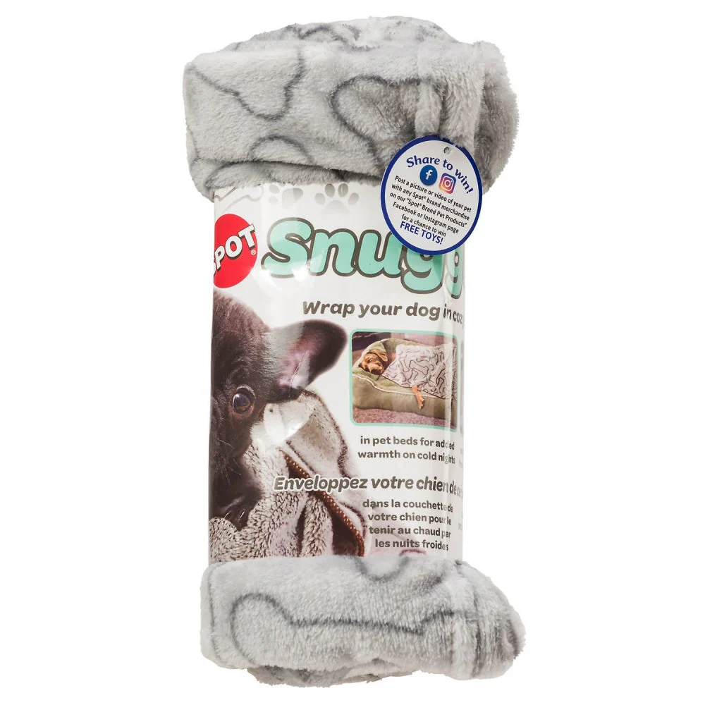 Spot Ethical Pet Snuggler Bones Dog Blanket Gray 40 x 60in - Image 1