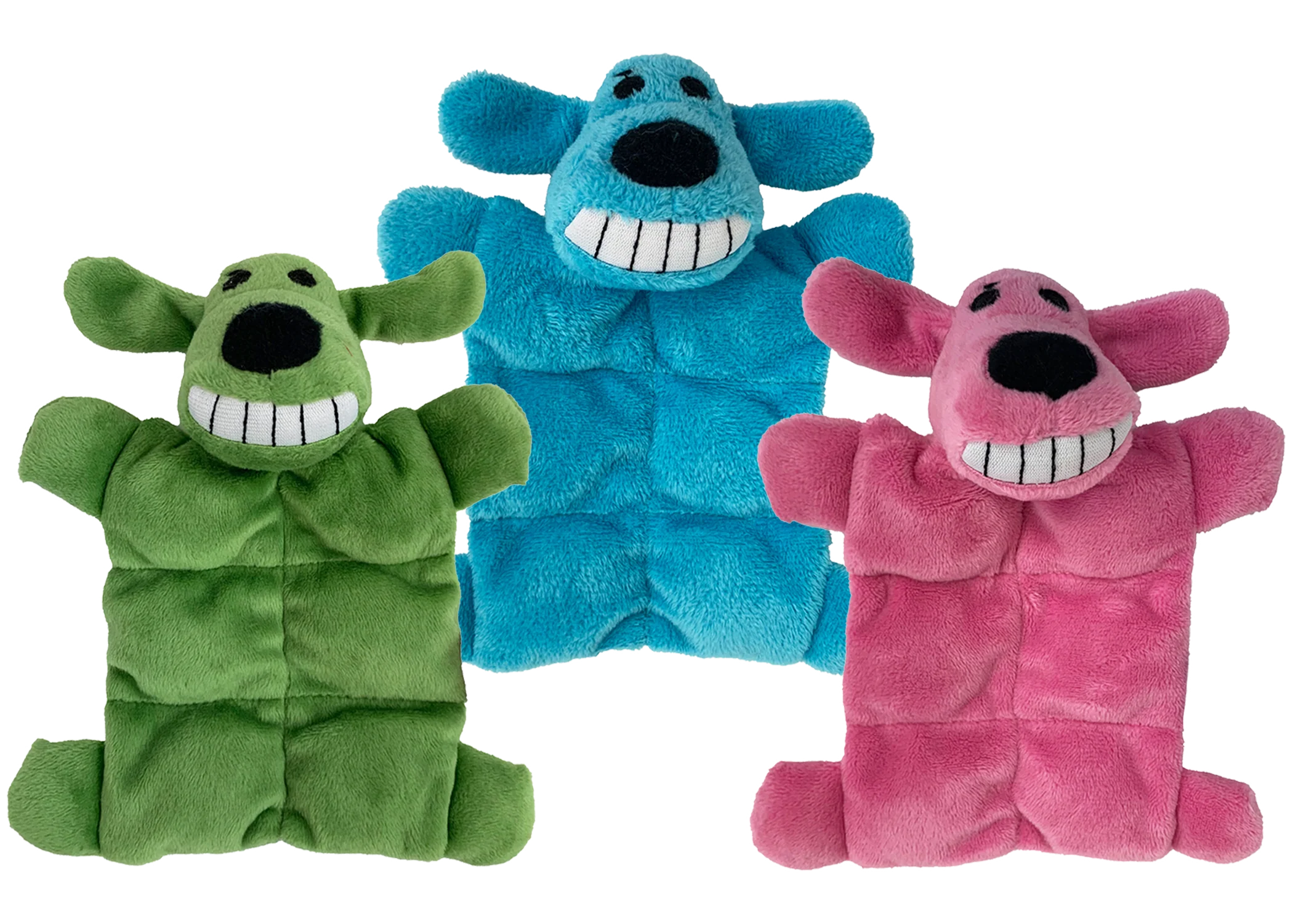 Multipet Plush Dog Toy Mini Loofa Squeaker Mat 6.5in Assorted - Image 1