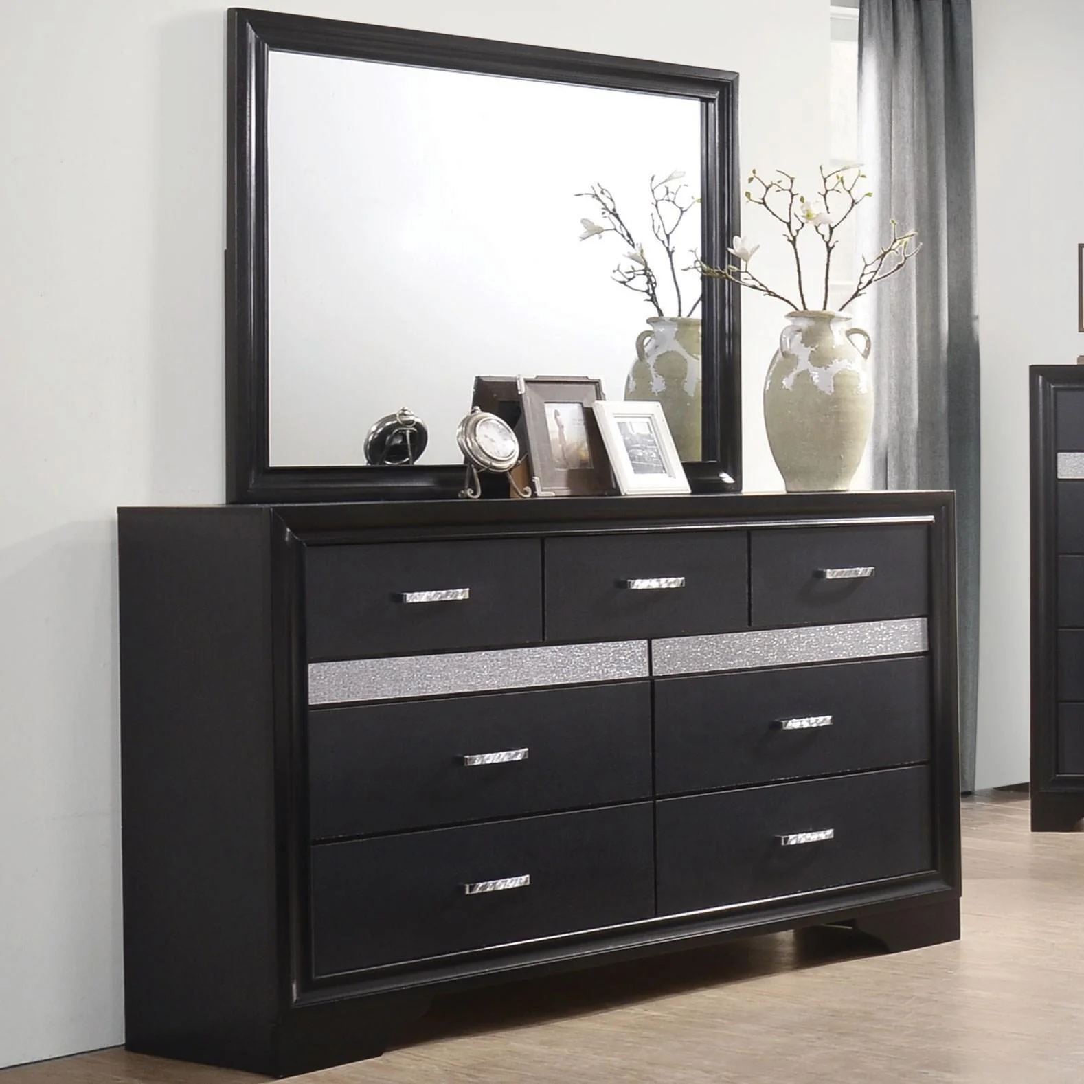 Coaster Furniture Miranda 206364 Dresser Mirror - Black - Image 2