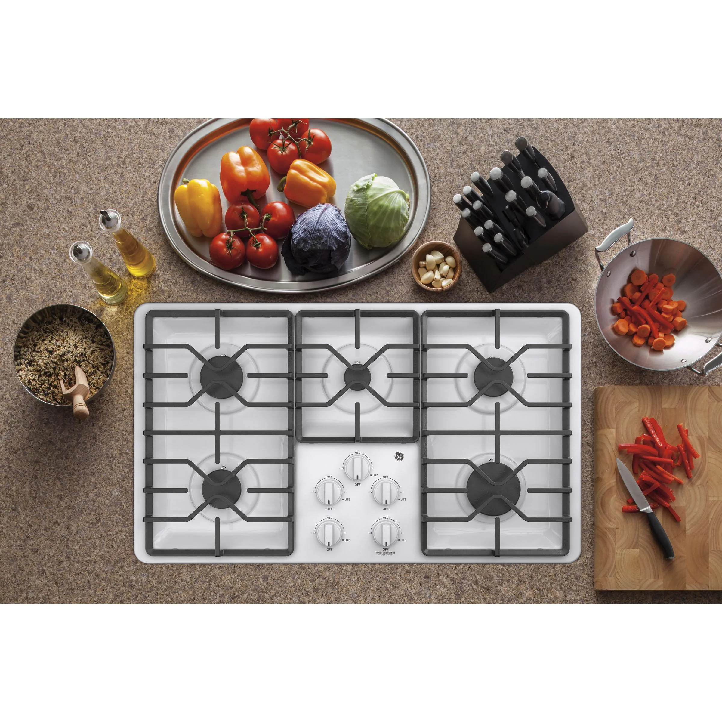 GE 36-inch Built-In Gas Cooktop with MAX Burner System JGP3036DLWW - Image 2
