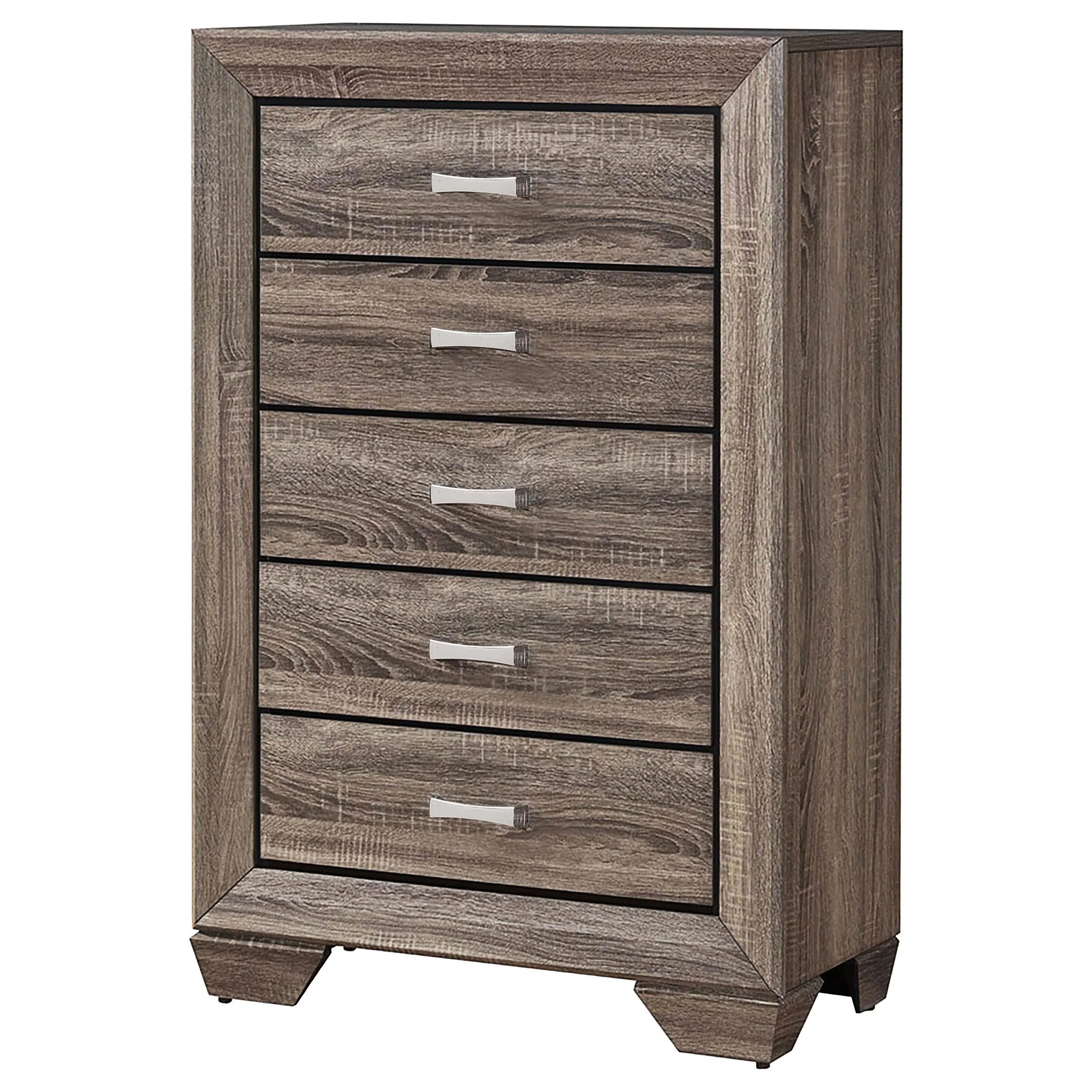 Coaster Furniture Kauffman 204195 5-Drawer Bedroom Chest - Washed Taupe - Image 3