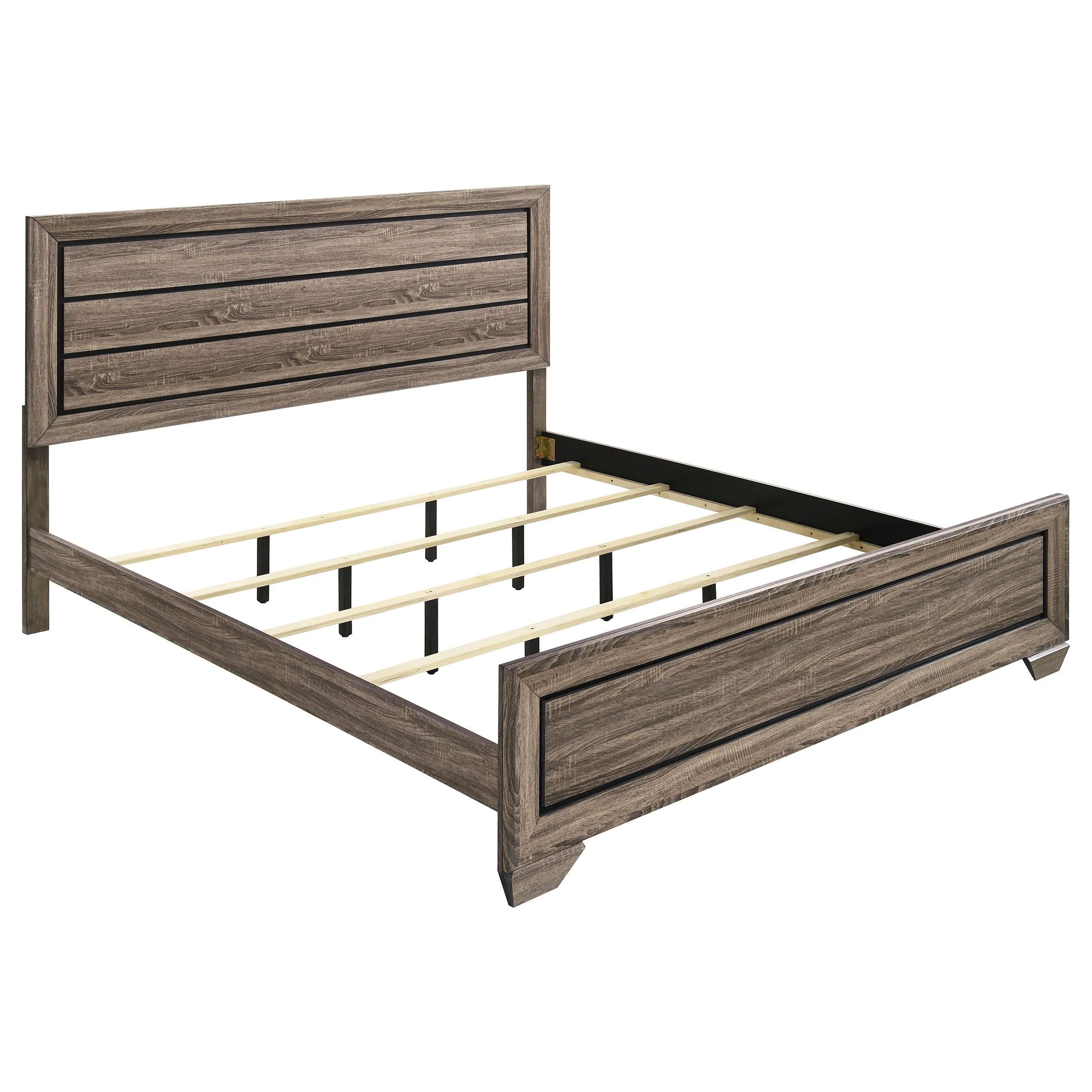 Coaster Furniture Kauffman 204191KE Wood Eastern King Panel Bed - Washed Taupe - Image 1