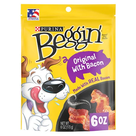 Purina Beggin  Strips Dog Treats  Original With Bacon  6 oz. Pouch - Image 1