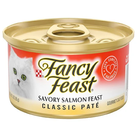 Fancy Feast Grain Free Pate Wet Cat Food  Classic Pate Savory Salmon Feast  3 oz. Can - Image 1