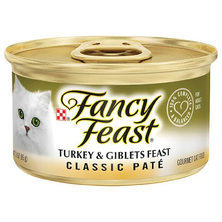 Fancy Feast Grain Free Pate Wet Cat Food  Classic Pate Turkey & Giblets Feast  3 oz. Can - Image 1