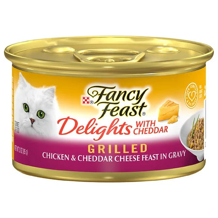 Fancy Feast Grilled Gravy Wet Cat Food  Delights Grilled Chicken & Cheddar Cheese Feast  3 oz. Can - Image 1