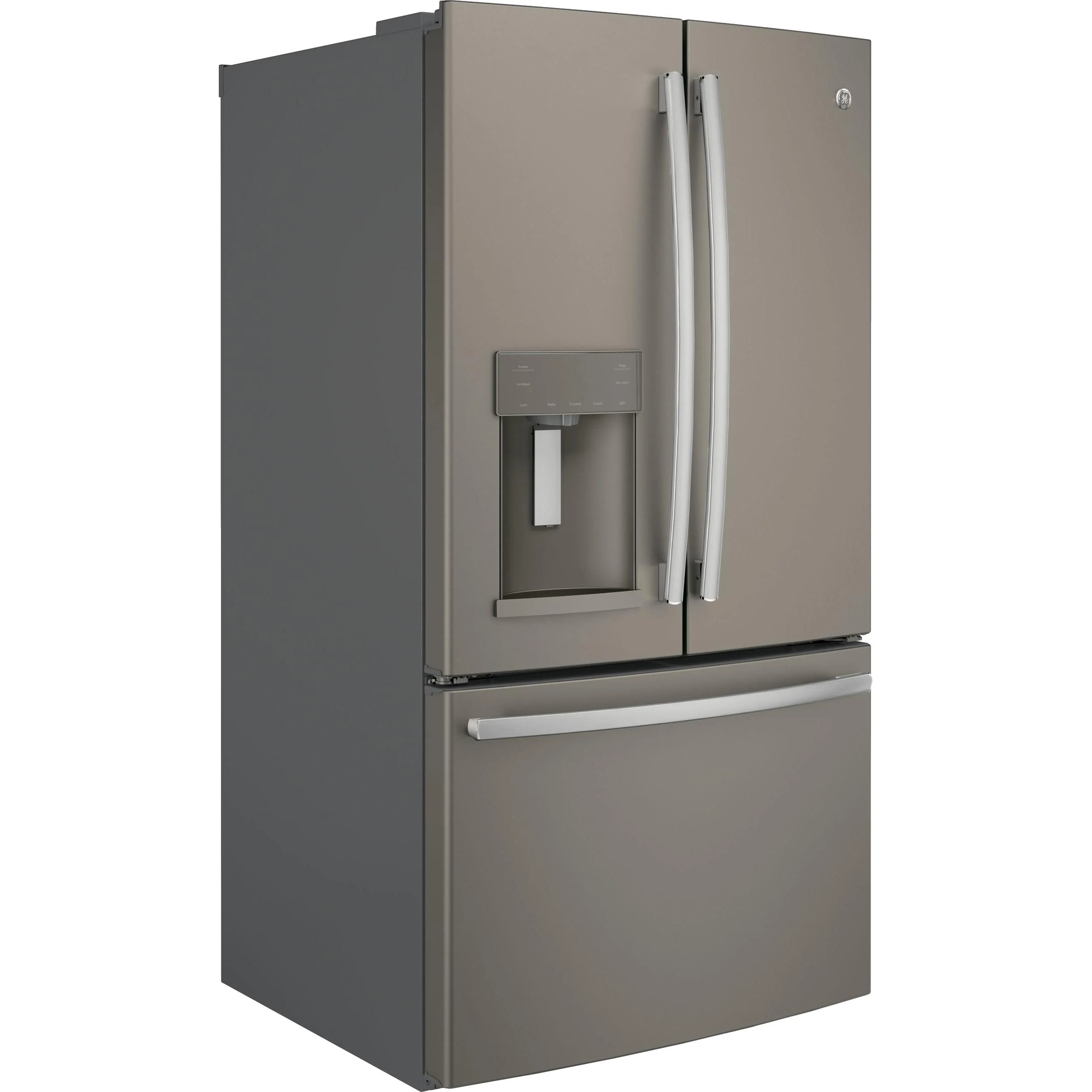 GE 36-inch, 27.8 cu.ft. Freestanding French 3-Door Refrigerator with Ice and Water Dispensing System GFE28GMKES - Image 2