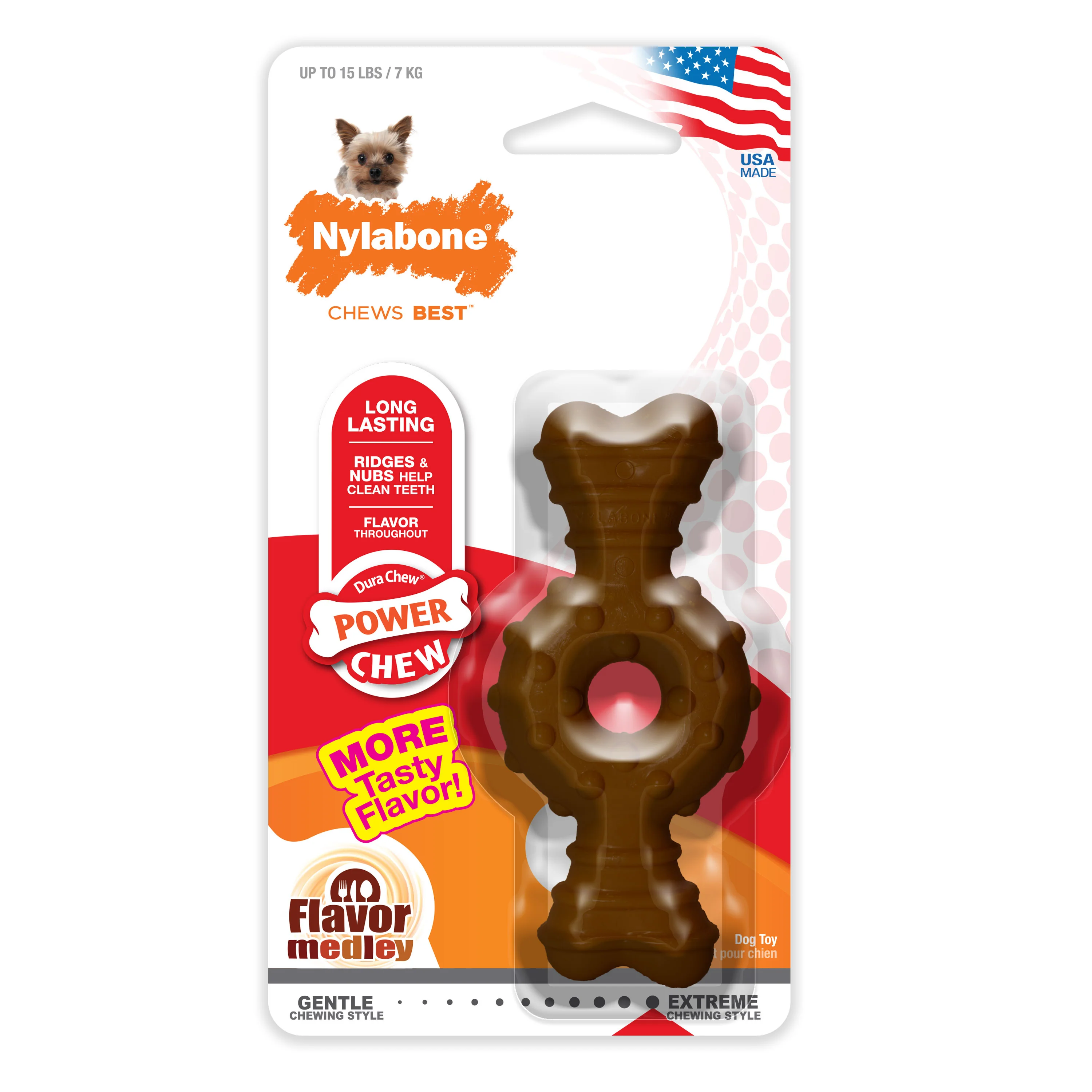 Nylabone Power Chew Ring Bone Dog Chew Toy Flavor Medley X-Small/Petite - Image 1