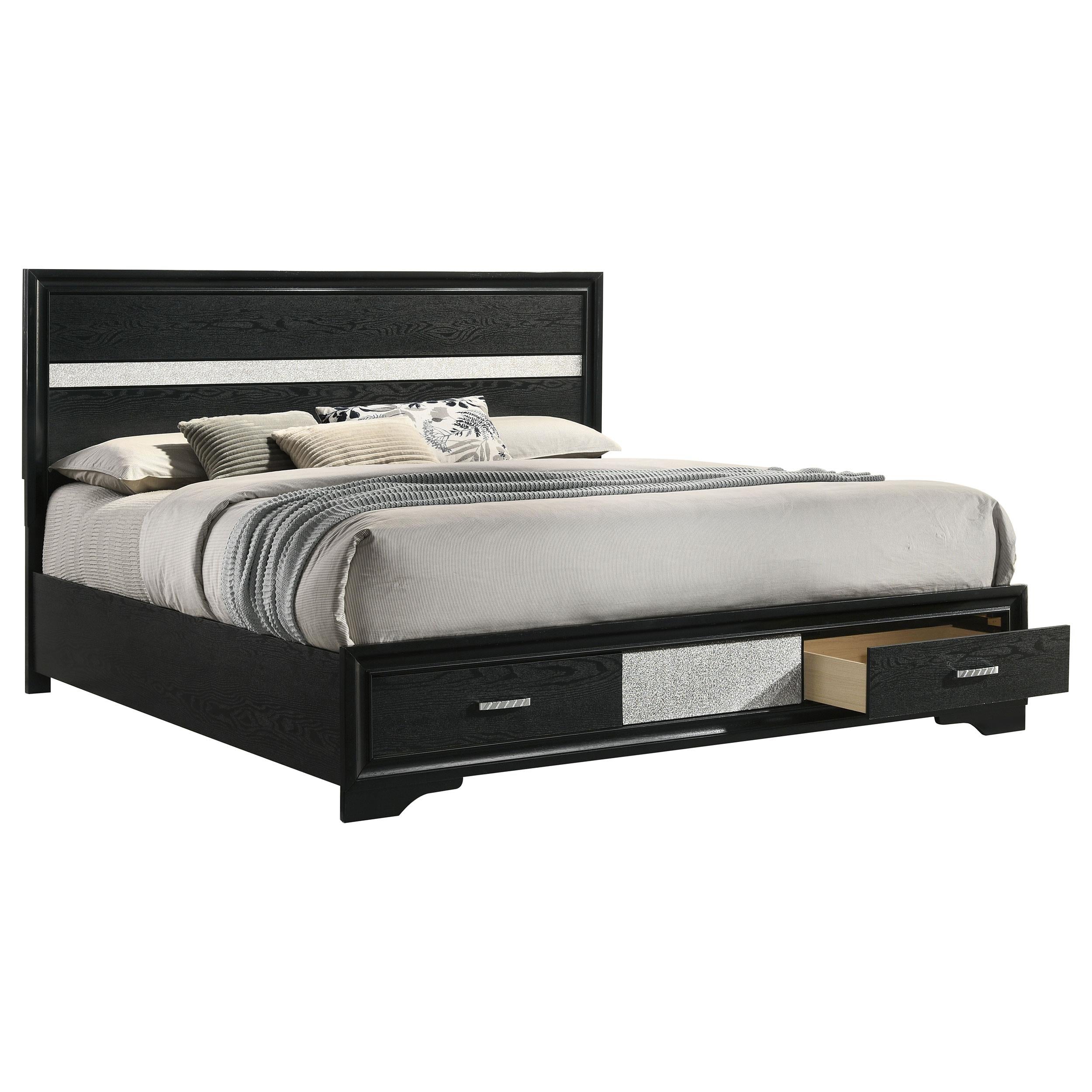 Coaster Furniture Miranda 206361KE 51-inch Wood Eastern King Storage Panel Bed - Black - Image 2