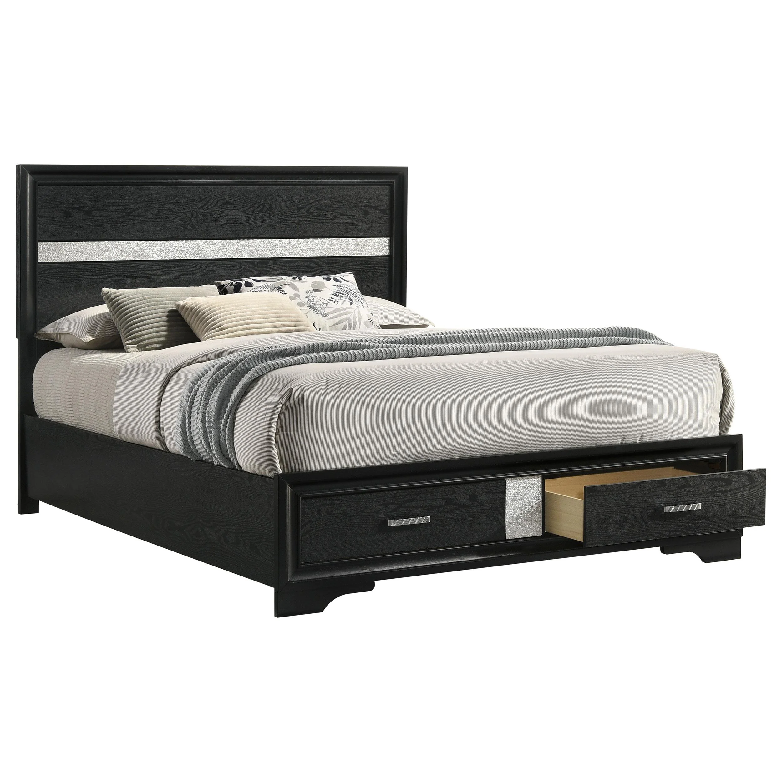 Coaster Furniture Miranda 206361Q 51-inch Wood Queen Storage Panel Bed - Black - Image 2