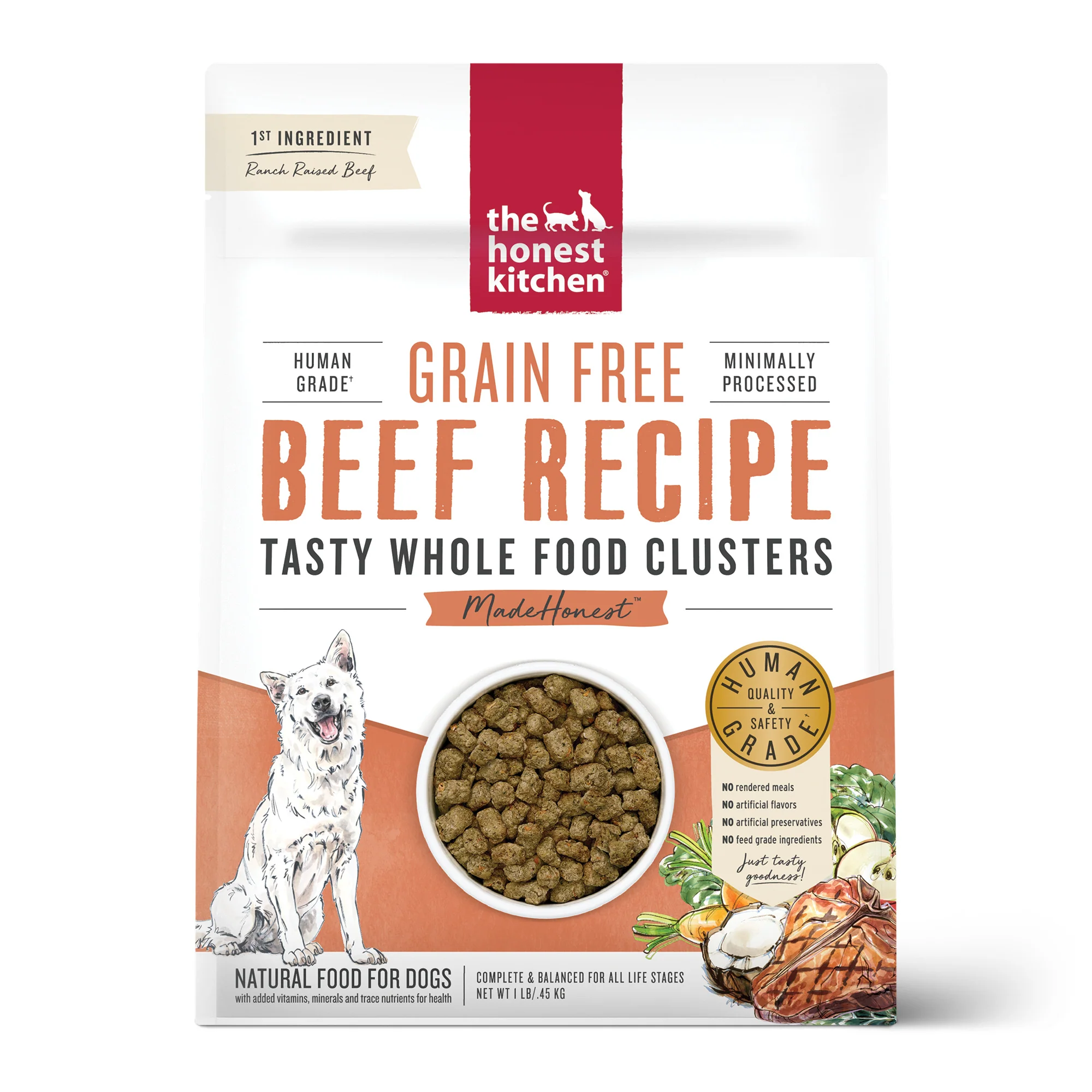 The Honest Kitchen Whole Food Clusters Grain Free Beef Dry Dog Food 1lb - Image 1