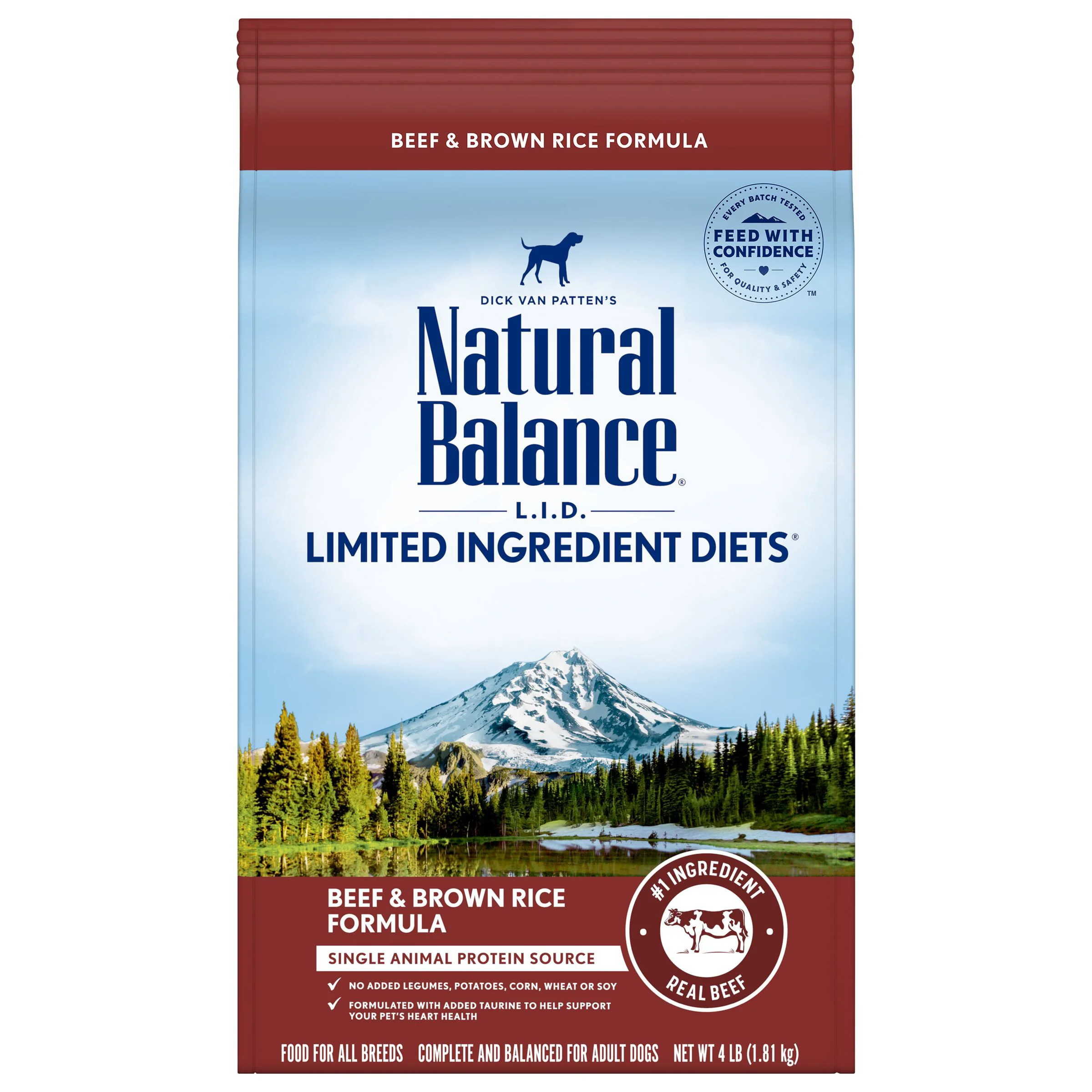 Natural Balance L.I.D. Limited Ingredient Diets Beef & Brown Rice Formula, Dry Dog Food, 4 lb Bag - Image 1
