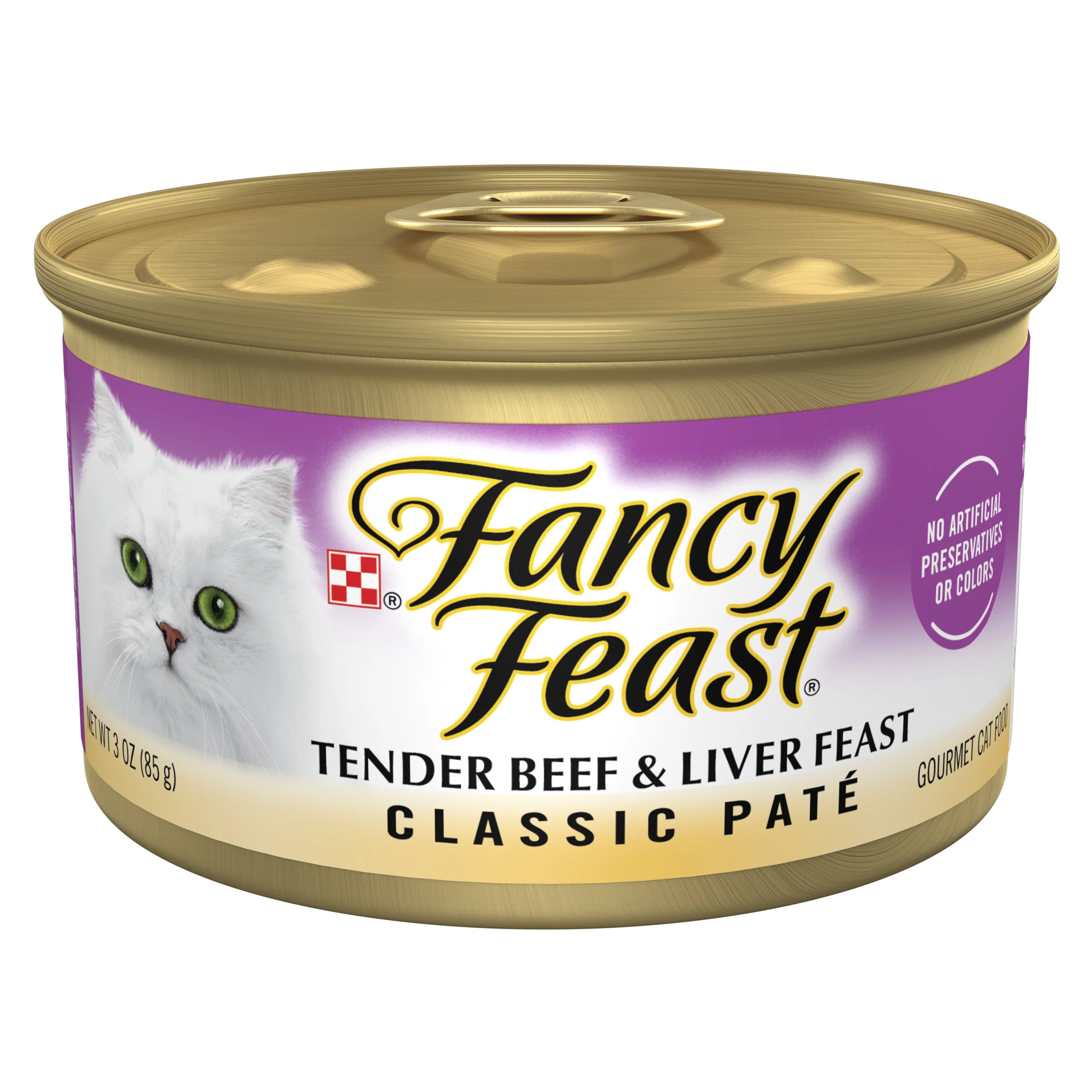 Purina Fancy Feast Tender Beef and Liver Feast Classic Grain Free Wet Cat Food Pate 3oz - Image 1