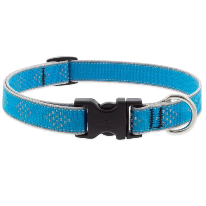Lupine Pet Dog 3/4 In Wide 13-22 In Adjustible Collar Reflective Highlights Blue Diamonds - Image 1
