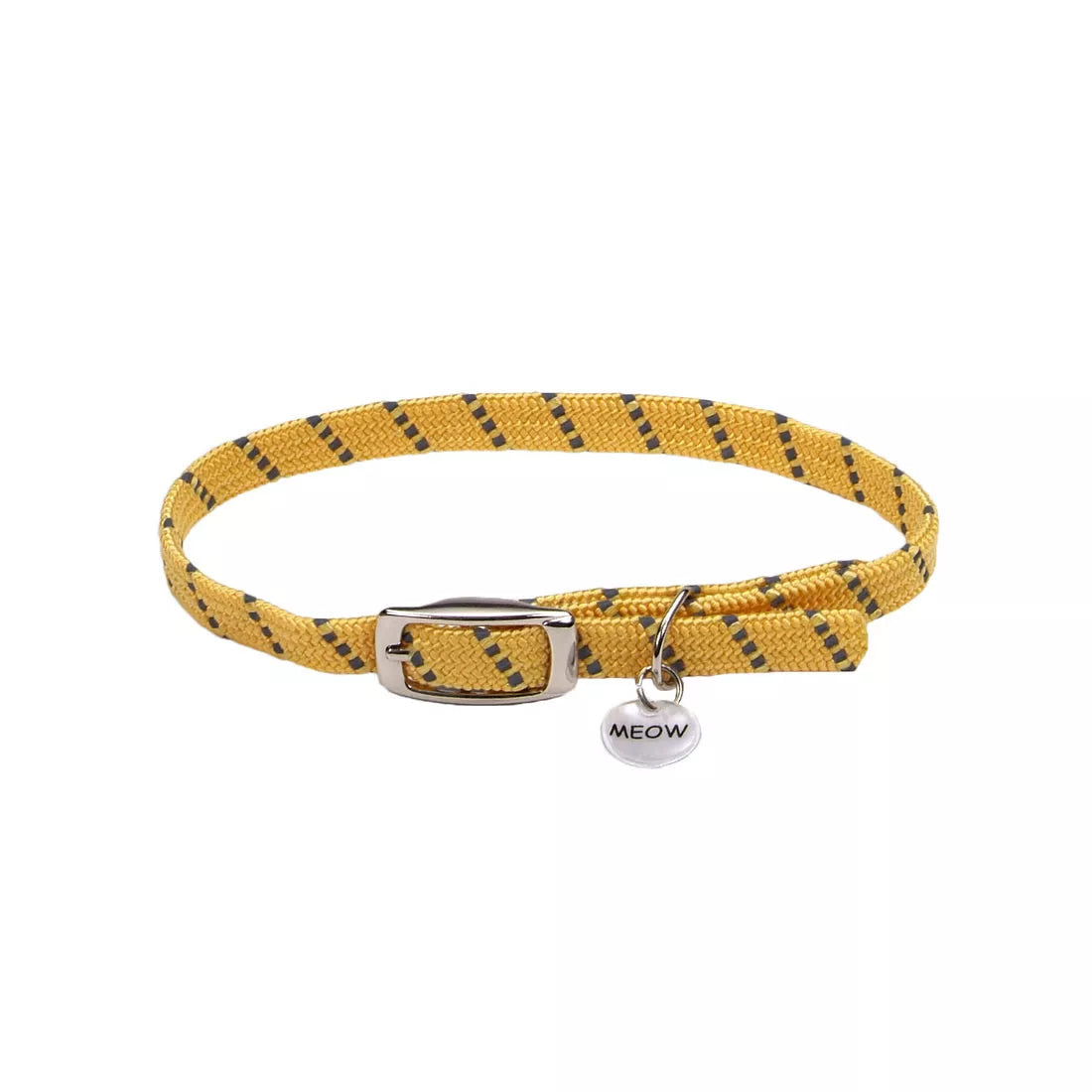 Coastal Elasta Cat 3/8in Wide 10in Reflective Safety Stretch Collar with Reflective Charm Yellow - Image 1