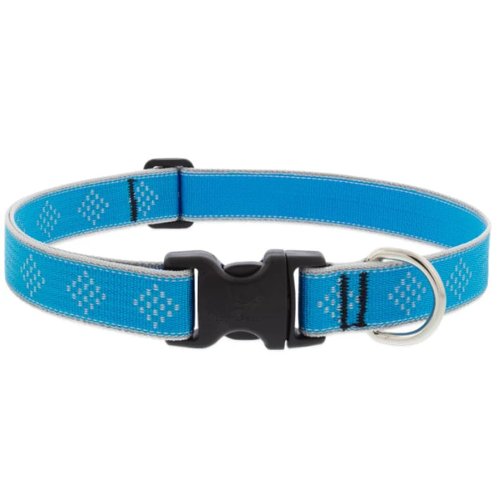 Lupine Pet Dog 1 In Wide 12-20 In Adjustable Collar Reflective Highlights Blue Diamonds - Image 1