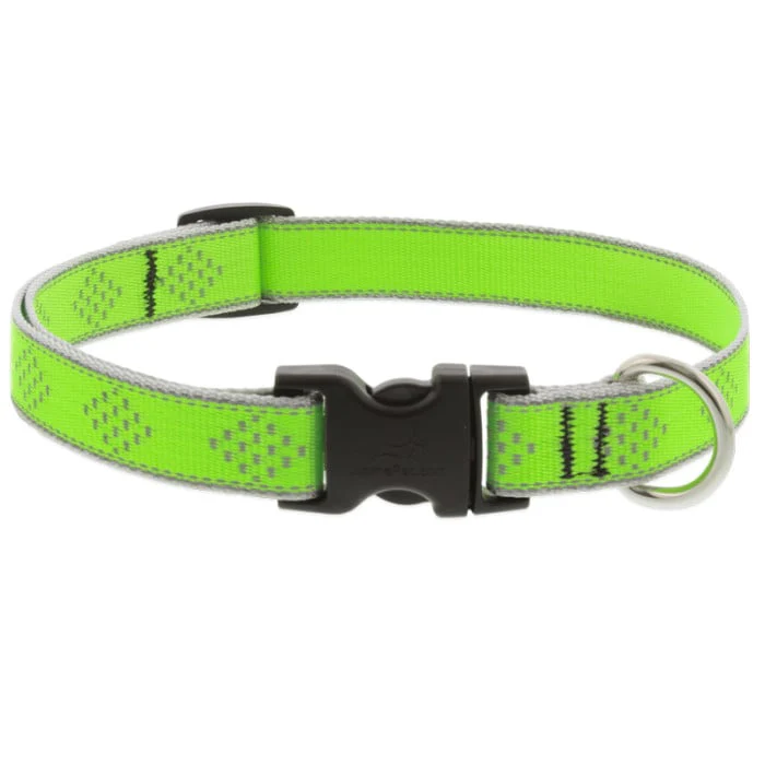 Lupine Pet Dog 3/4 In Wide 13-22 In Adjustible Collar Reflective Highlights Green Diamonds - Image 1