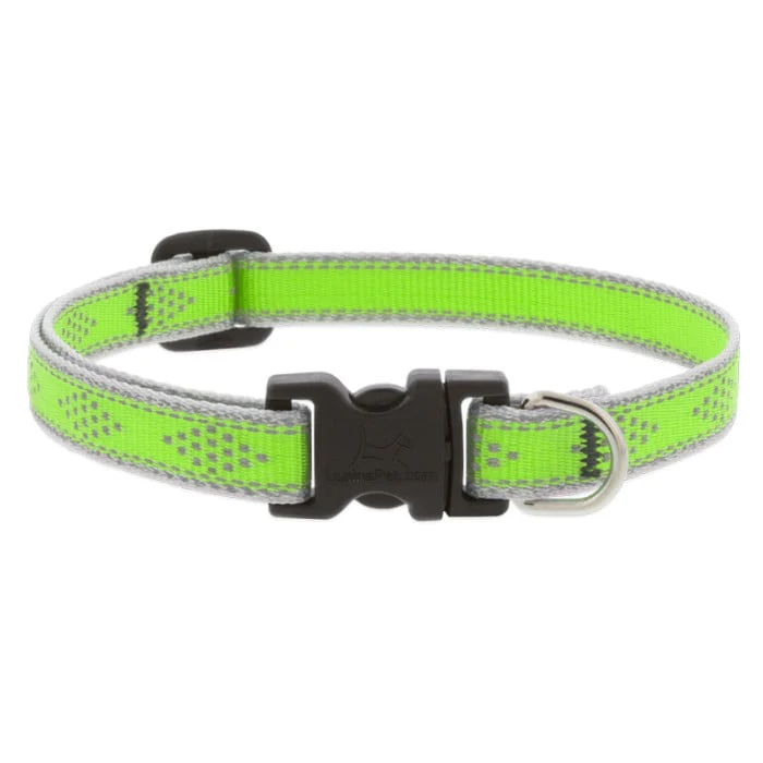 Lupine Pet  Dog 1/2 In Wide 8-12 In Adjustable Collar Reflective Highlights Green Diamonds - Image 1