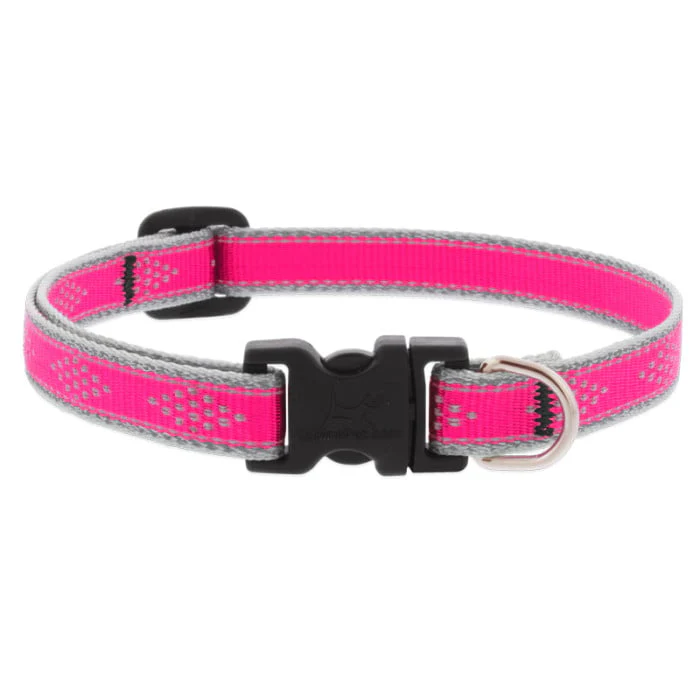 Lupine Pet Dog 2/4 In Wide 9-14 In Adjustable Collar Reflective Highlights Pink Diamonds - Image 1