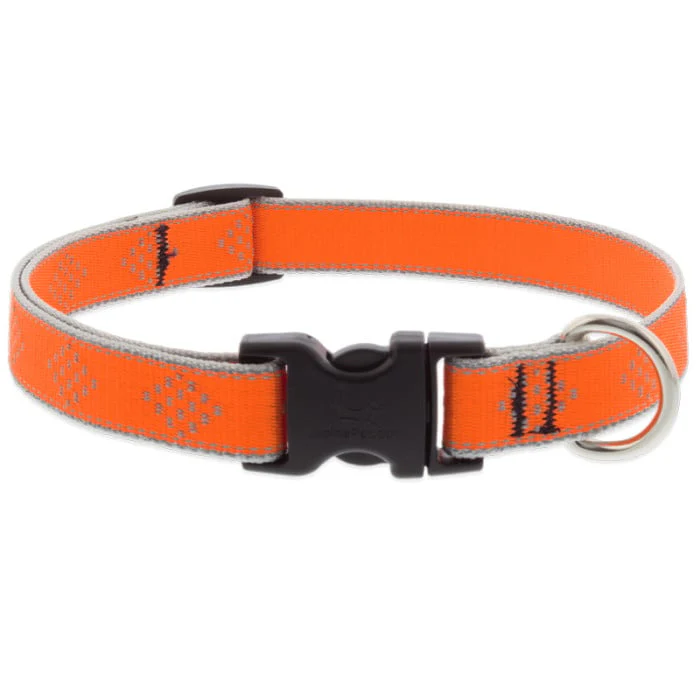 Lupine Pet Dog 3/4 In Wide 13-22 In Adjustible Collar Reflective Highlights Blaze Orange Diamonds - Image 1