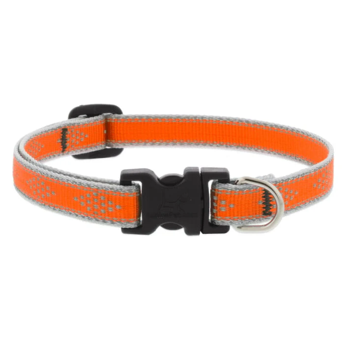Lupine Pet Dog 1 In Wide 16-28 In Adjustable Collar Reflective Highlights Blaze Orange Diamonds - Image 1
