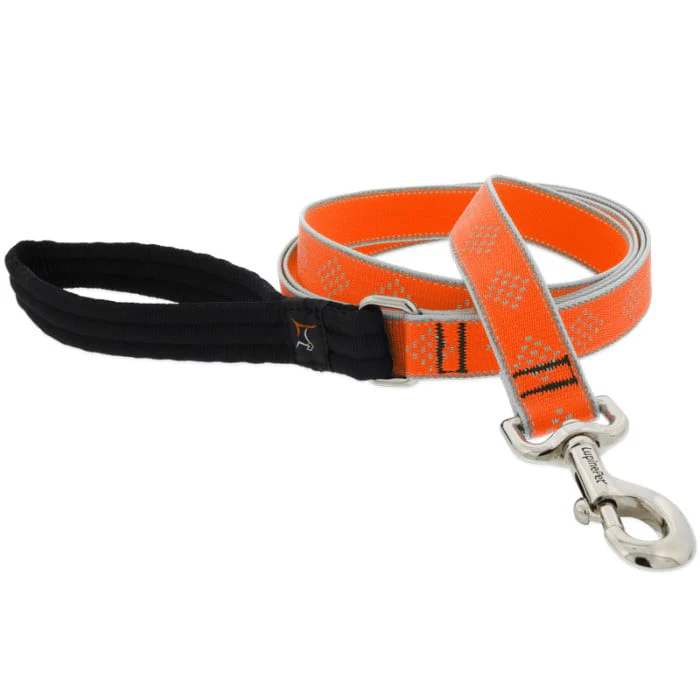 Lupine Pet Dog 6 Ft Long 1 In Leash Reflective Highlights Blaze Orange Diamonds - Image 1