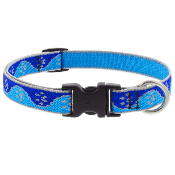 Lupine Pet Dog 3/4 In Wide 13-22 In Adjustible Collar Reflective Highlights Blue Paws - Image 1