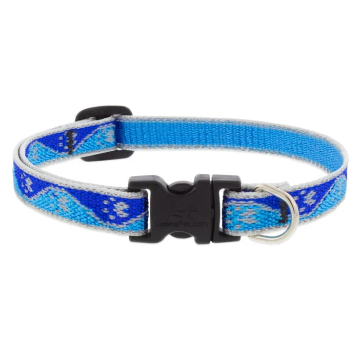 Lupine Pet  Dog 1/2 In Wide 8-12 In Adjustable Collar Reflective Highlights Blue Paws - Image 1