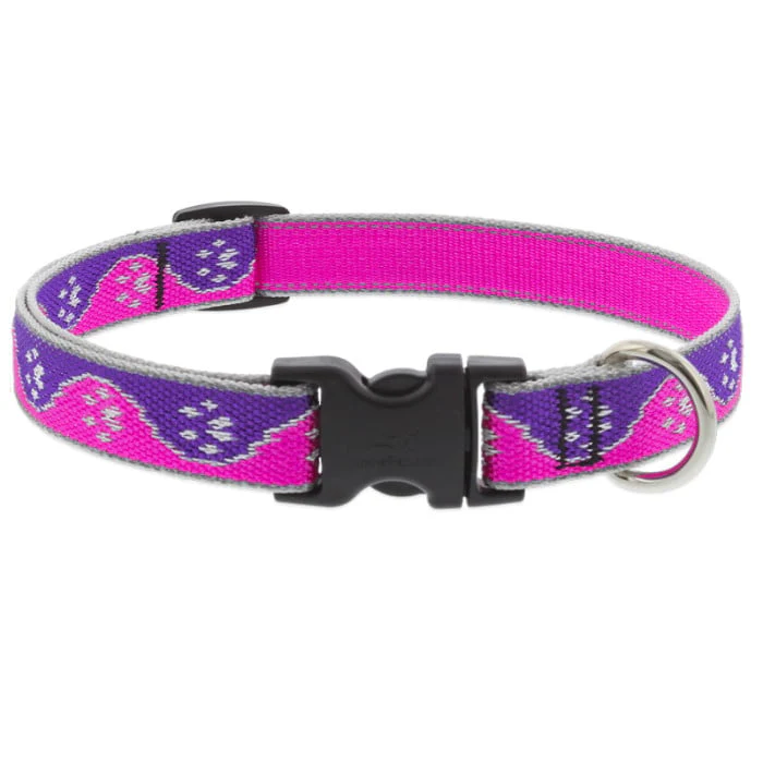 Lupine Pet Dog 3/4 In Wide 13-22 In Adjustible Collar Reflective Highlights Pink Paws - Image 1