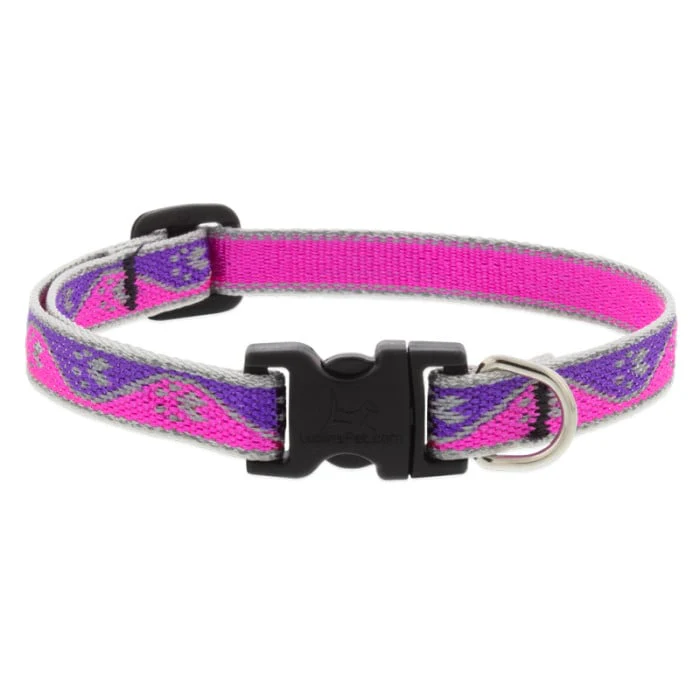 Lupine Pet Dog 1/2 In Wide 8-12 In Adjustable Collar Reflective Highlights Pink Paws - Image 1