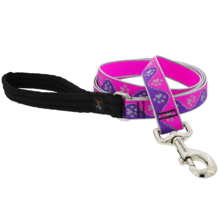 Lupine Pet Dog 6 Ft Long 1 In Leash Reflective Highlights Pink Paws - Image 1
