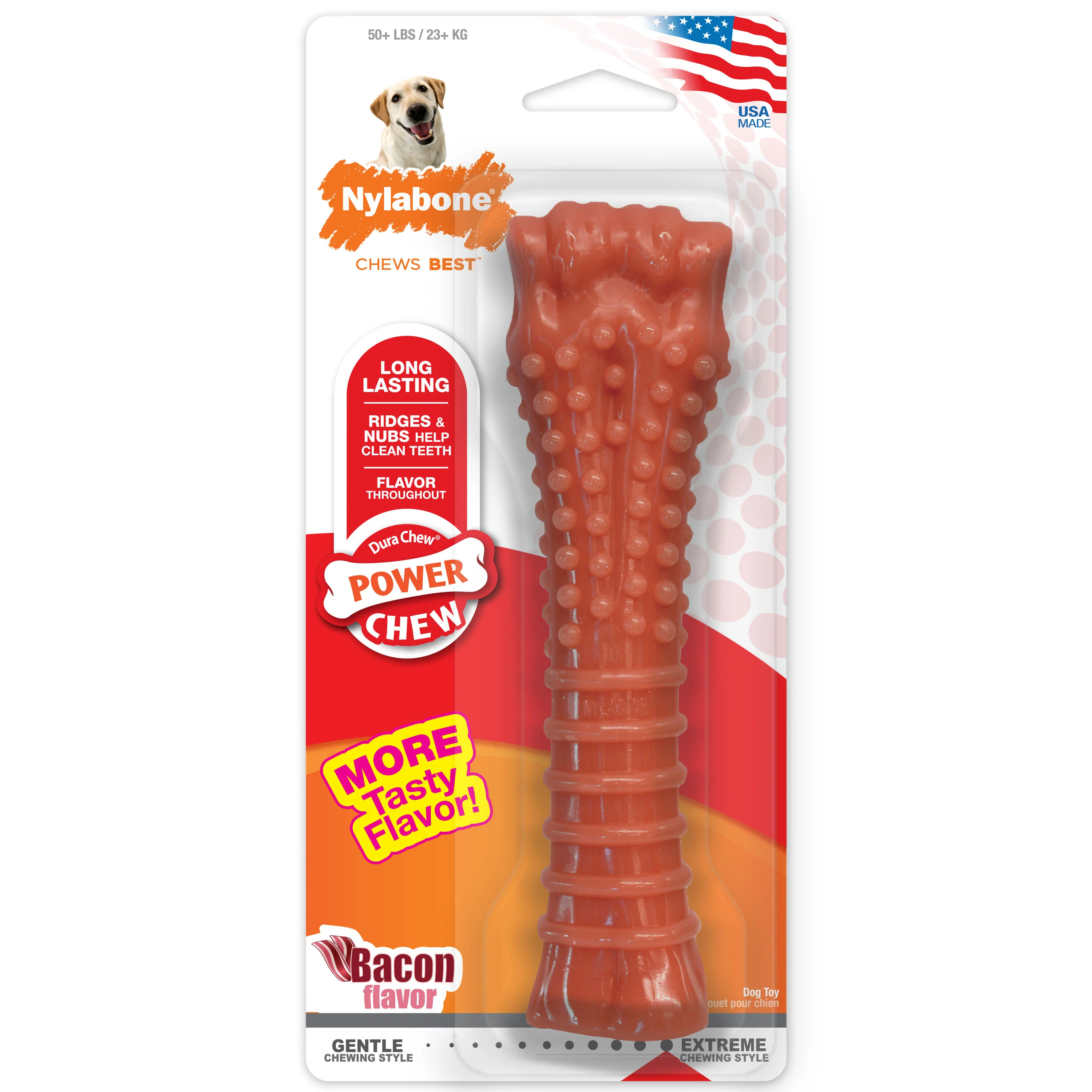 Nylabone Power Chew Dog Toy, Bacon Flavor, X-Large/Souper - Image 1