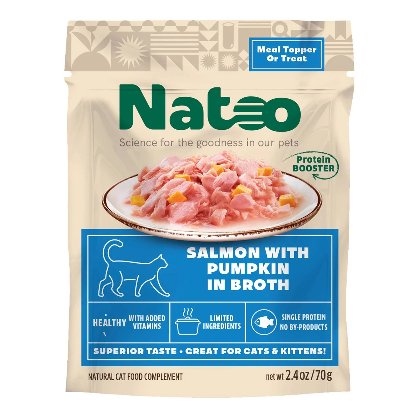 Natoo Topper for Cats Salmon with Pumpkin 2.4oz - Image 1