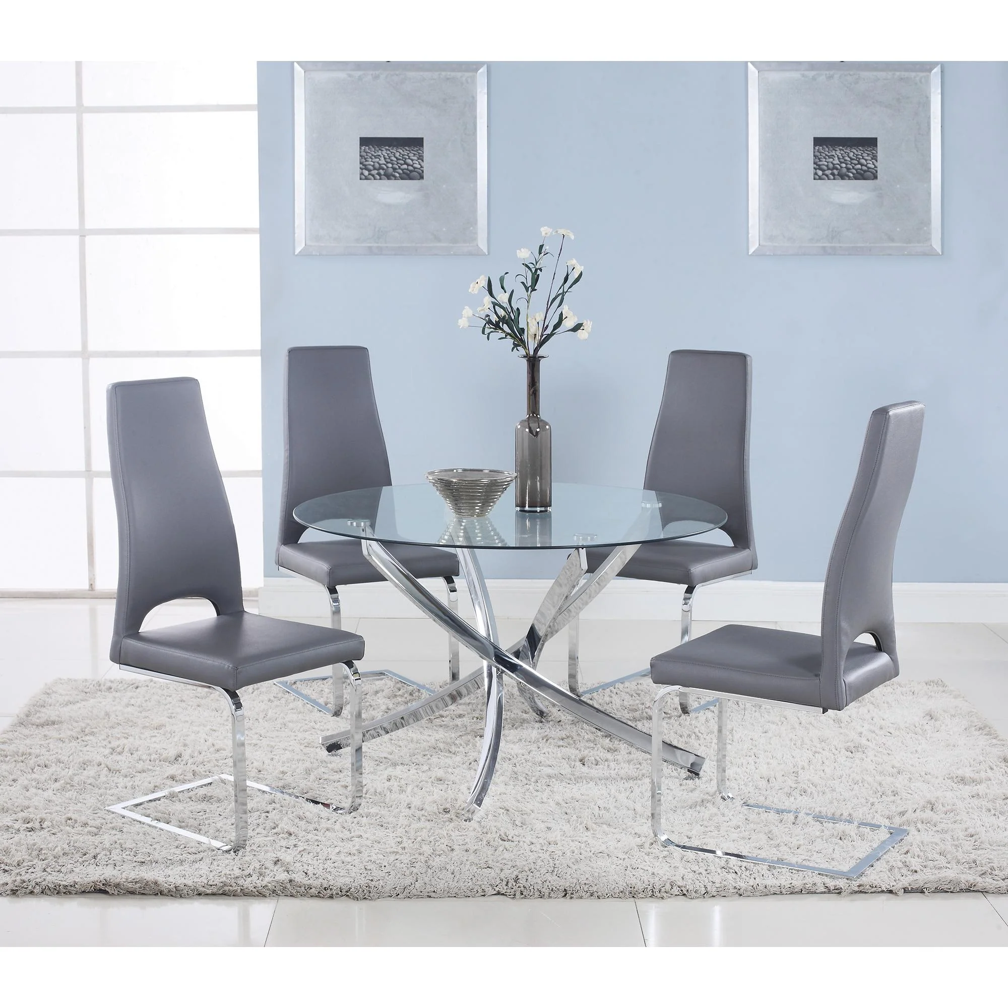 Coaster Furniture Beckham 106440 Round 46-inch Glass Top Dining Table - Chrome - Image 3
