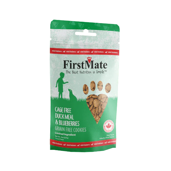 First Mate Cookies for Dogs Grain Free 8oz Mini Duck and Blueberry