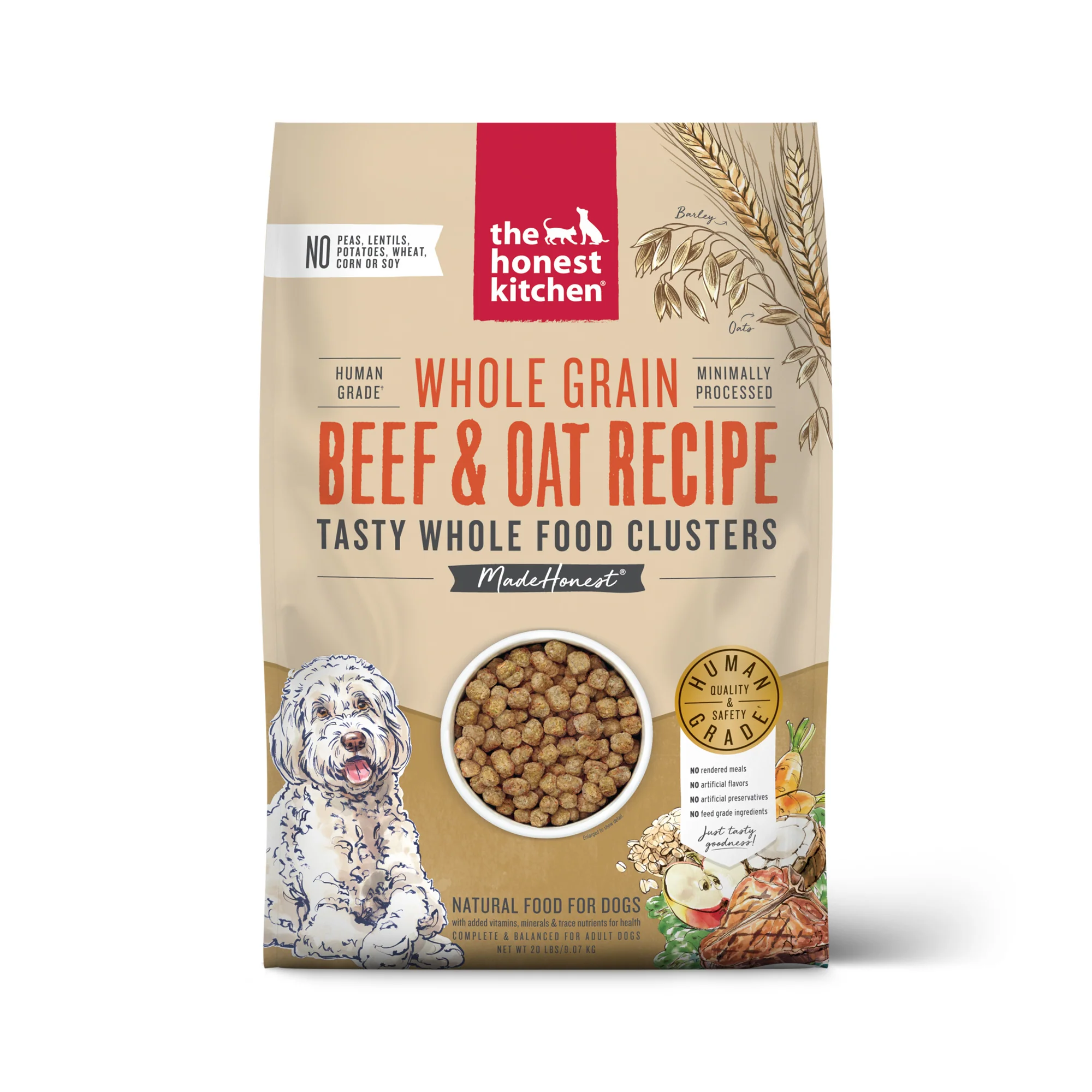 The Honest Kitchen Whole Food Clusters Whole Grain Beef & Oat Dry Dog Food 20lb - Image 1