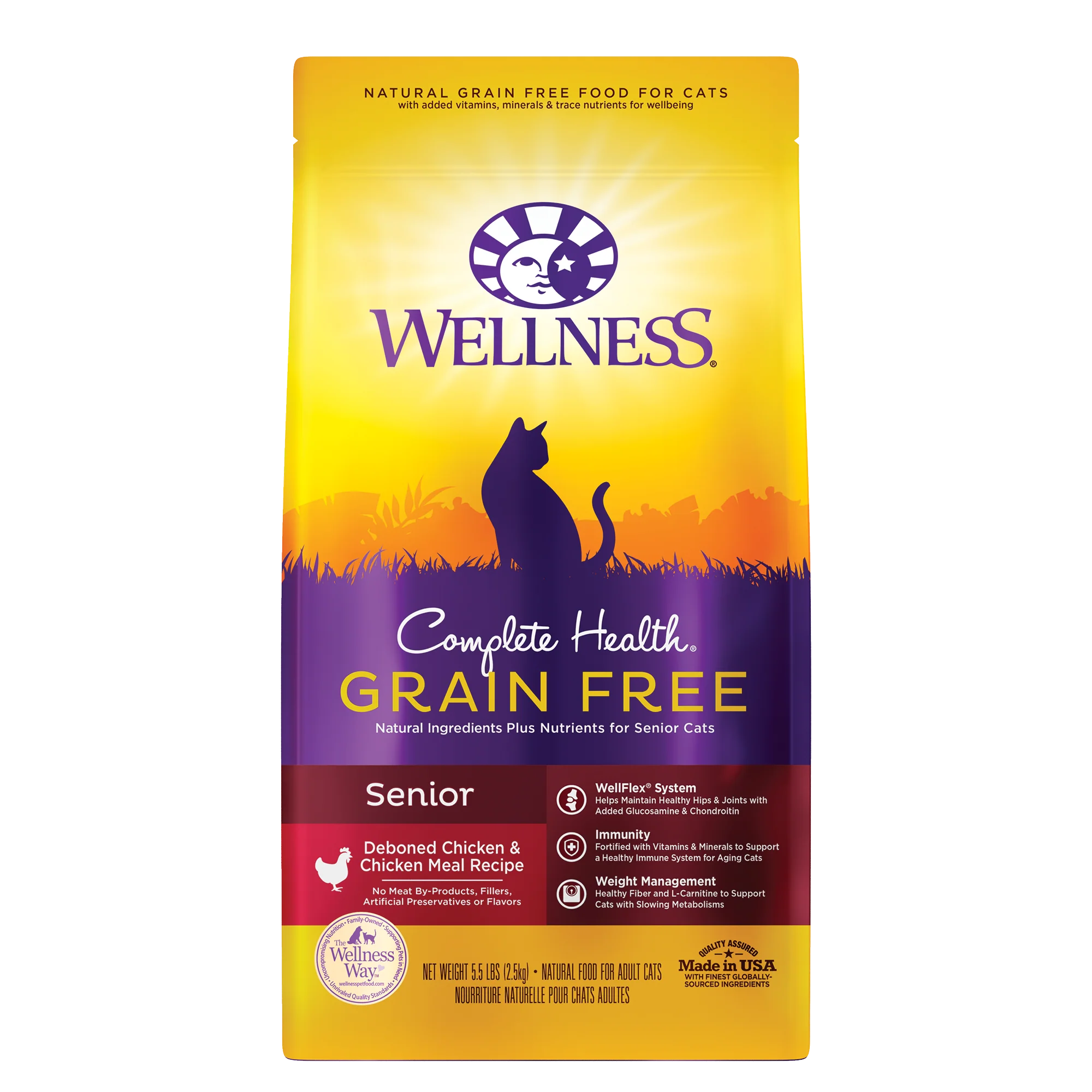 Wellness Complete Health Grain Free Senior Dry Cat Food 5lb Bag - Image 1