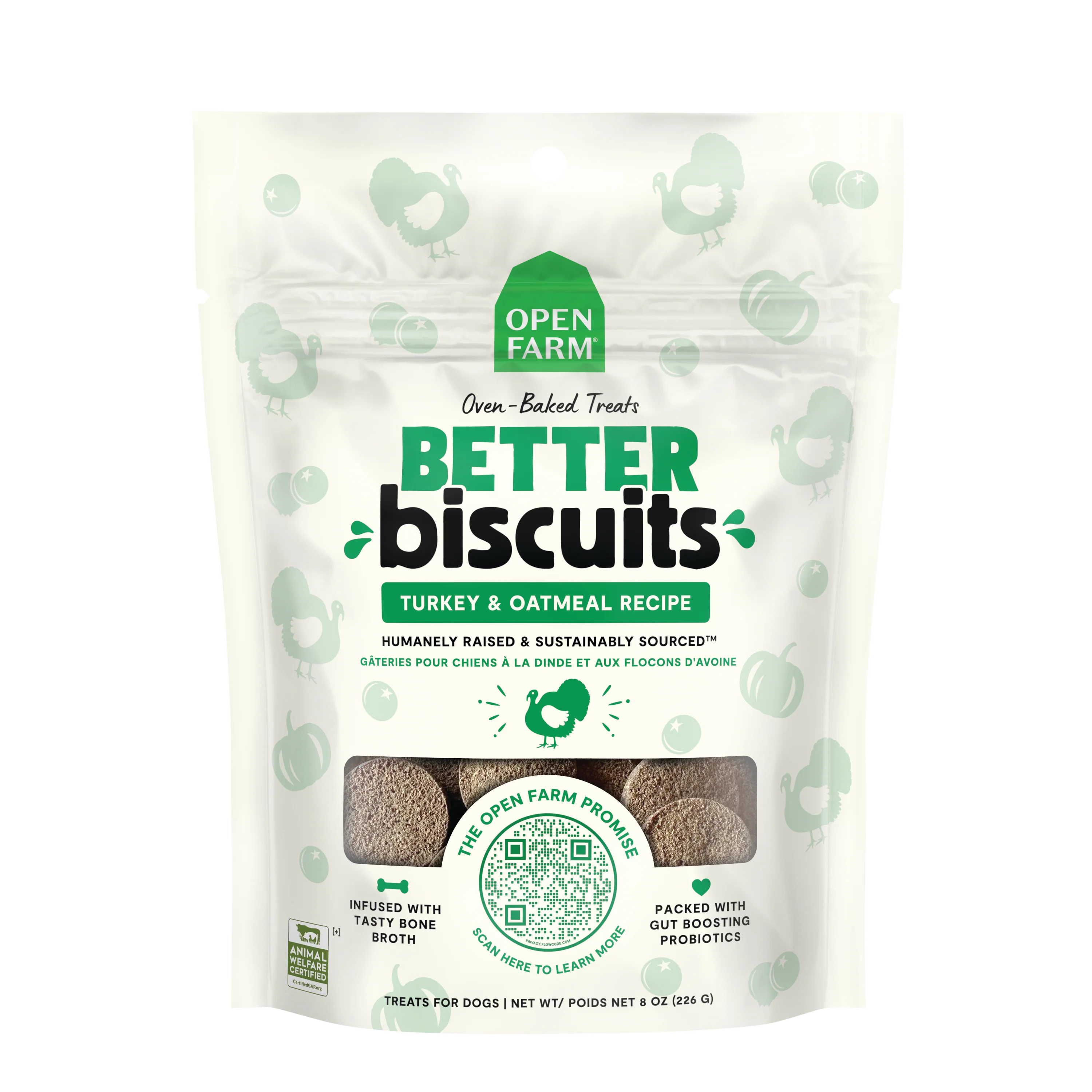 Open Farm Better Biscuits Turkey Recipe Treats 8oz Bag