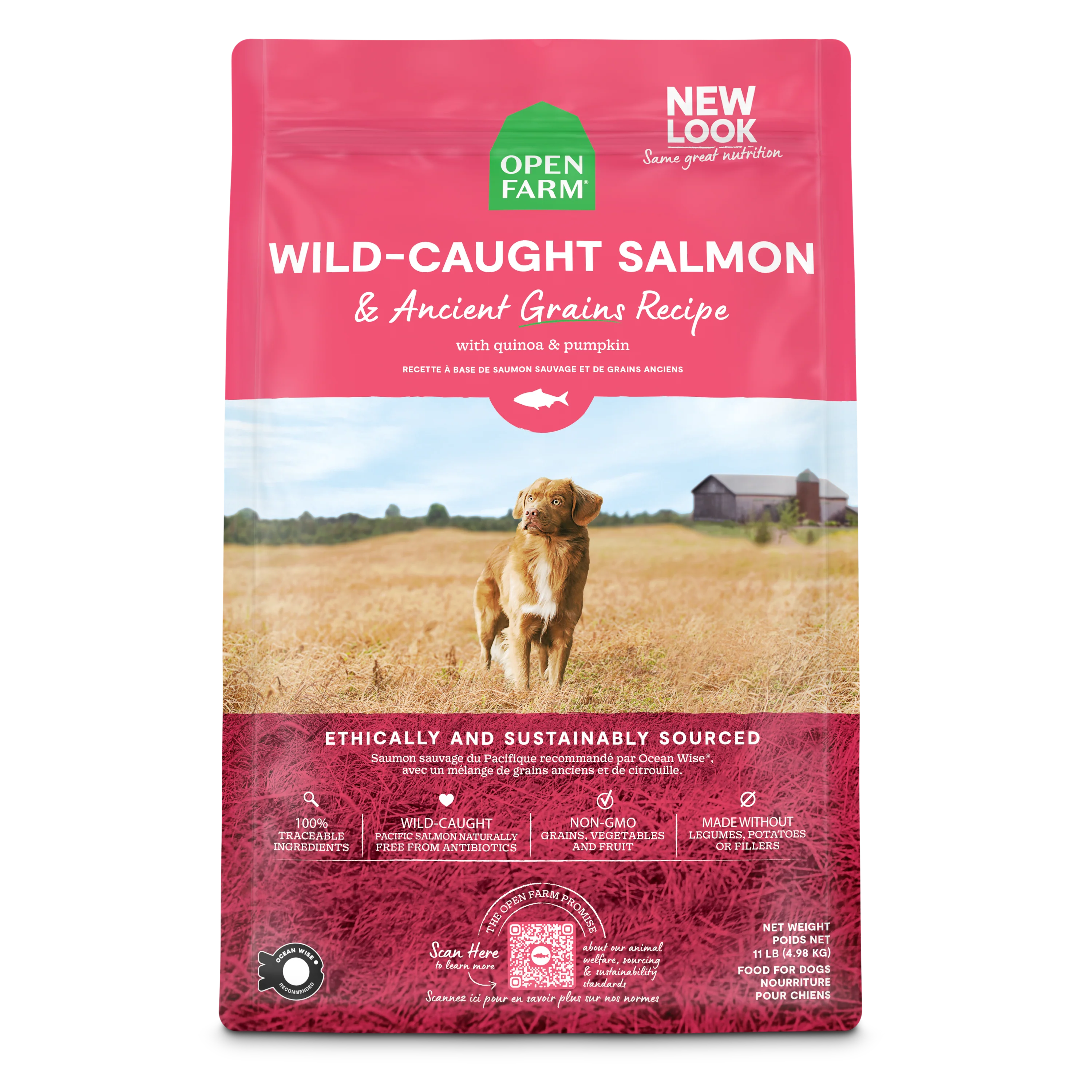 Open Farm Wild-Caught Salmon & Ancient Grains Kibble For Dogs 22lb Bag