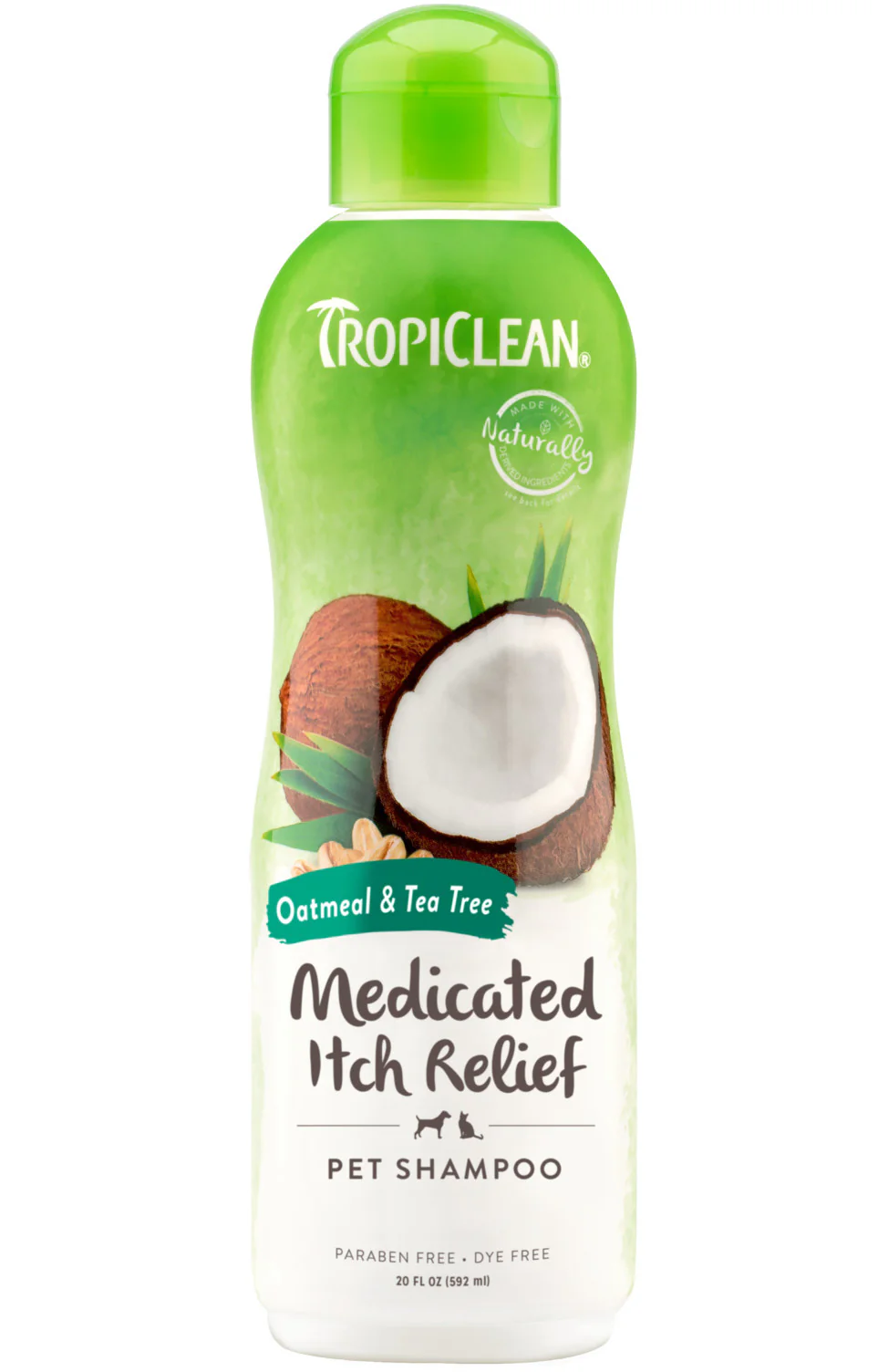 TropiClean Oatmeal & Tea Tree Medicated Itch Relief Shampoo for Pets, 20oz - Image 1