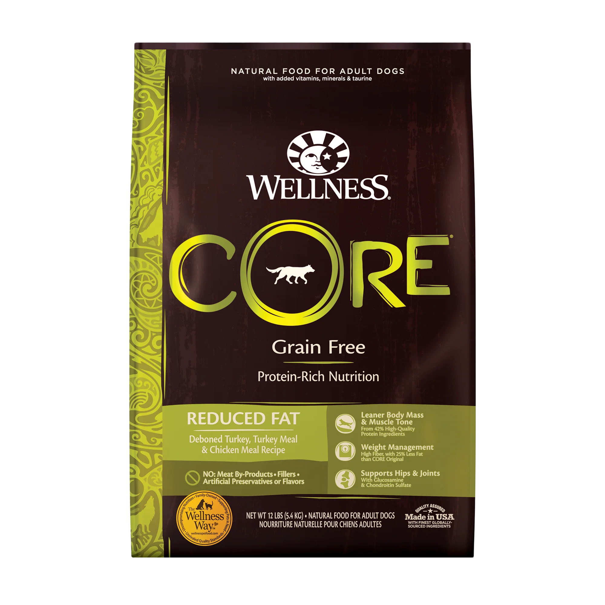 Wellness CORE Natural Grain Free Dry Dog Food Reduced Fat 12lb Bag - Image 1