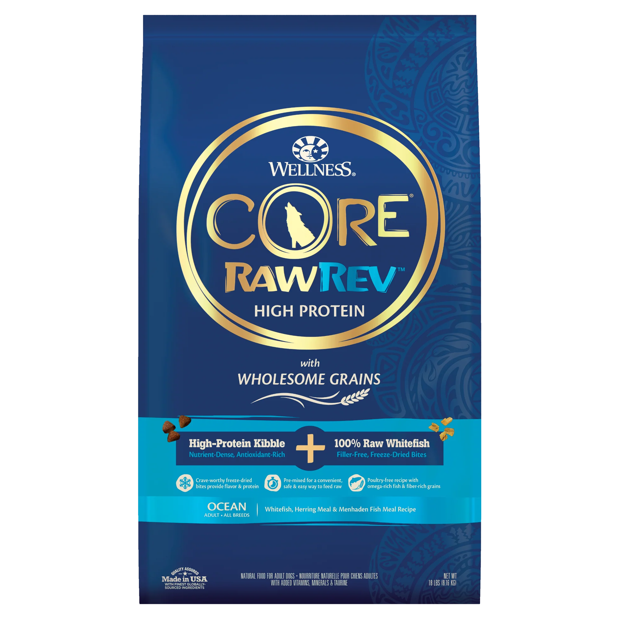 Wellness CORE RawRev Wholesome Grains Ocean Recipe 18lb Bag - Image 1