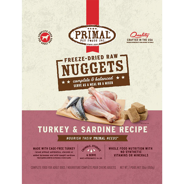 Primal Dog Freeze Dried Turkey & Sardine Nuggets 30oz - Image 1