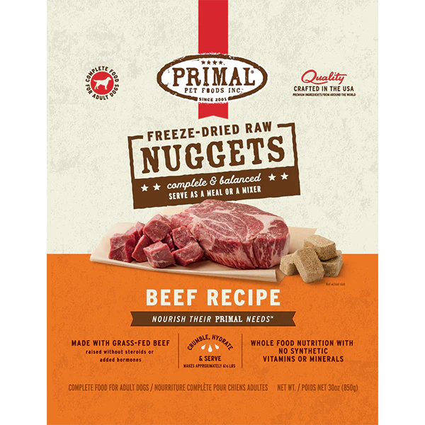 Primal Dog Freeze Dried Beef Nuggets 30oz - Image 1