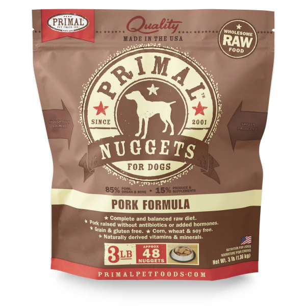 Primal Dog Raw Pork Nuggets 3 lb - Image 1