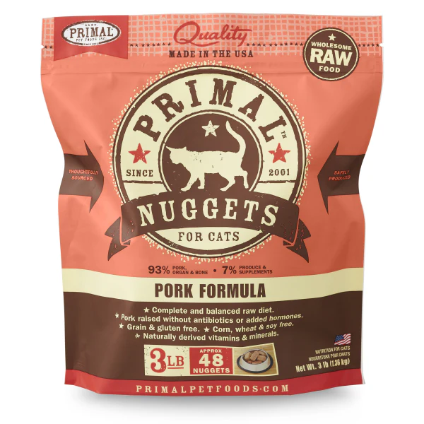 Primal Cat Raw Pork Nuggets 3 lb - Image 1