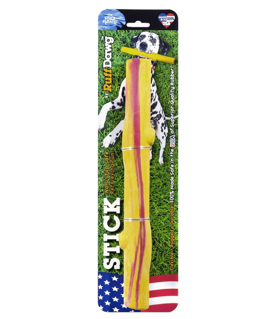 Ruff Dawg Stick Crunch Rubber Indestructible Retrieving Dog Toy Assorted - Image 1