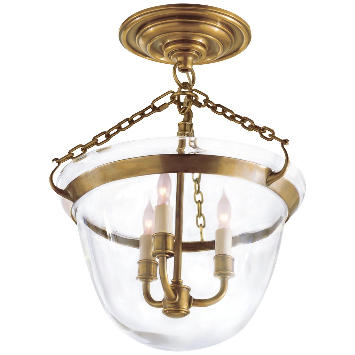 Country Bell Jar Three Light Semi-Flush Mount - Image 3