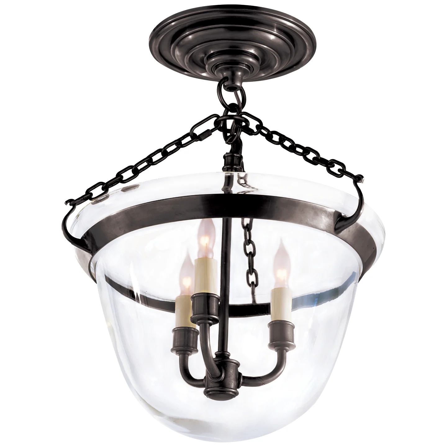 Country Bell Jar Three Light Semi-Flush Mount - Image 2